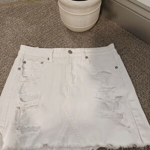 American Eagle Outfitters White Ripped Mini Skirt